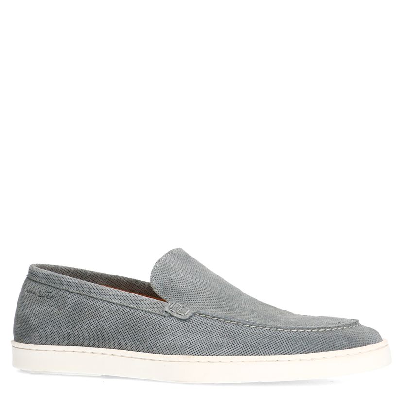 Van Lier Grijs/blauwe suède loafers