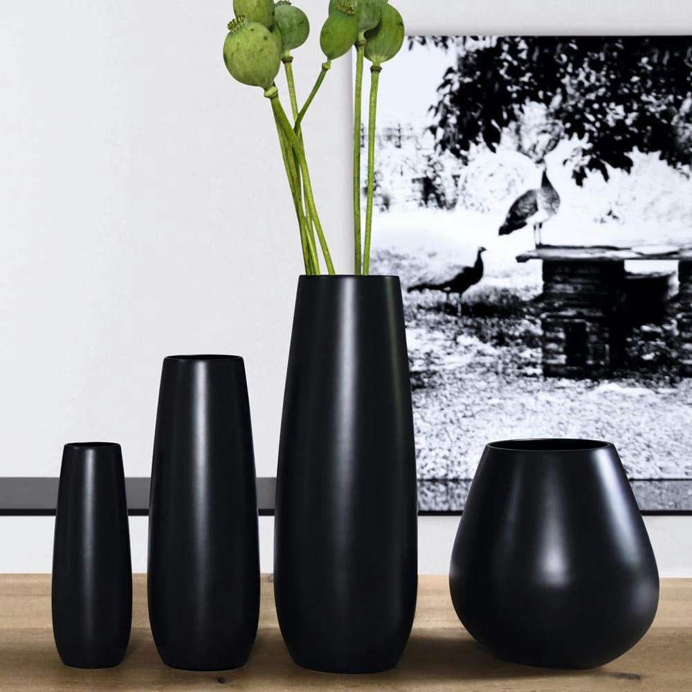 EASE - Vase haut en céramique noir H32,5cm