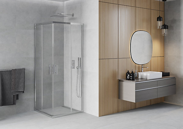 Mexen Rio cabine de douche carrée 90 x 90 cm, transparent, chrome - 860-090-090-01-00