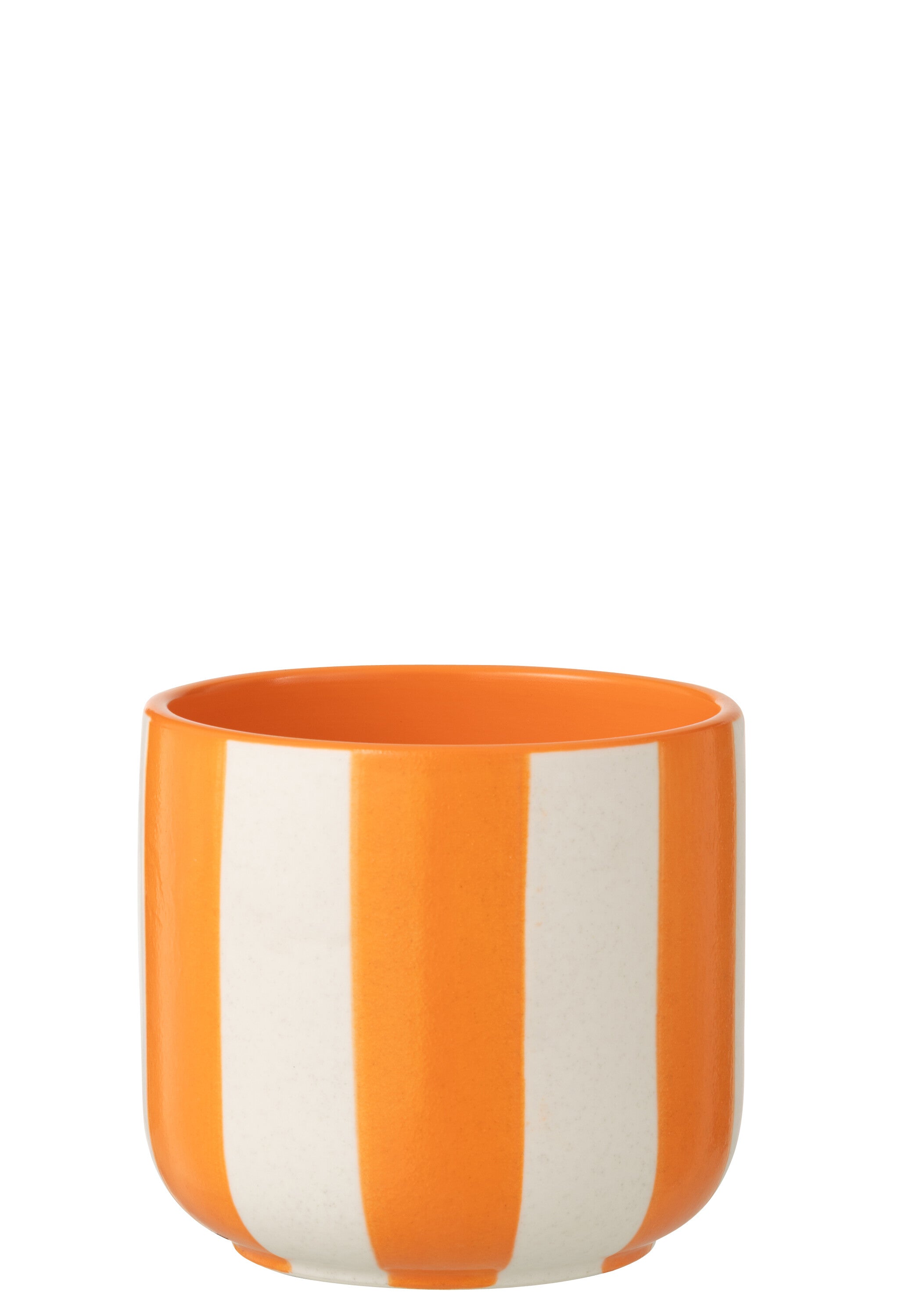 J-Line bloempot Gestreept - keramiek - oranje/wit - large