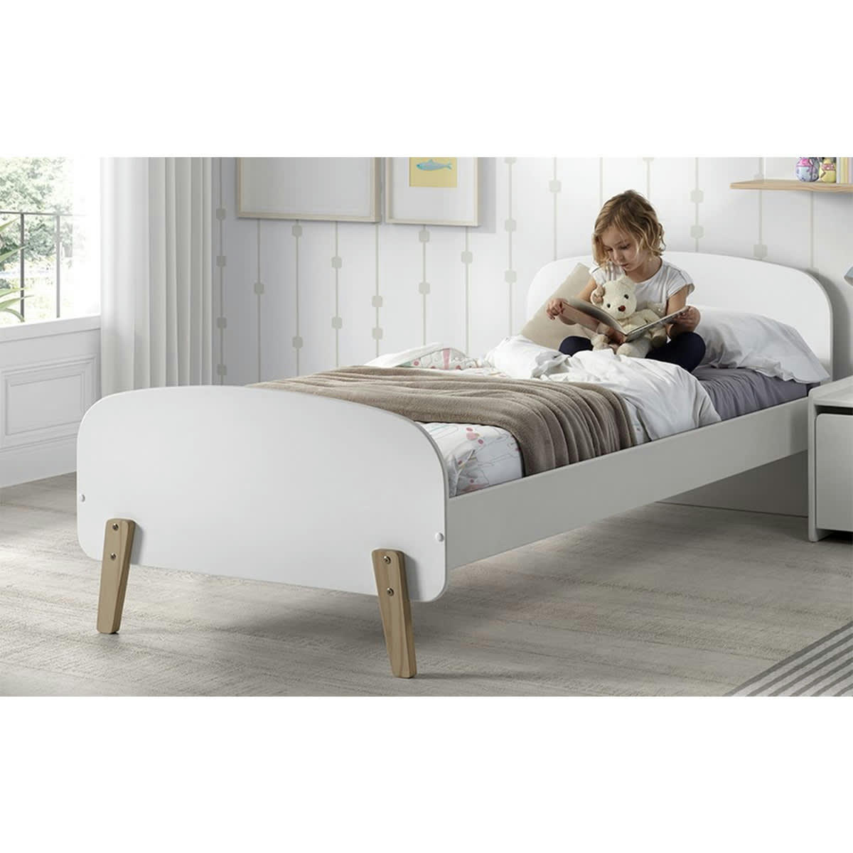 KIDDY - Lit 90x200 sommier inclus blanc