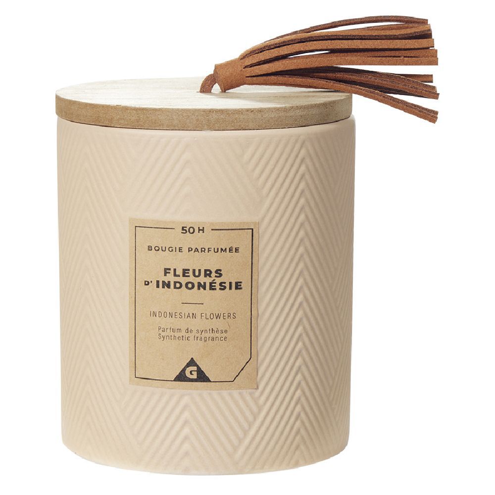 Bougie parfumée ivoire senteur fleurs d'Indonésie 50H