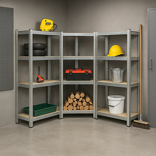 Etagère rangement d'angle charges lourdes 1560 kg max L.140 x P.30 x H.150 - EURO VANADIUM - 12 plateaux
