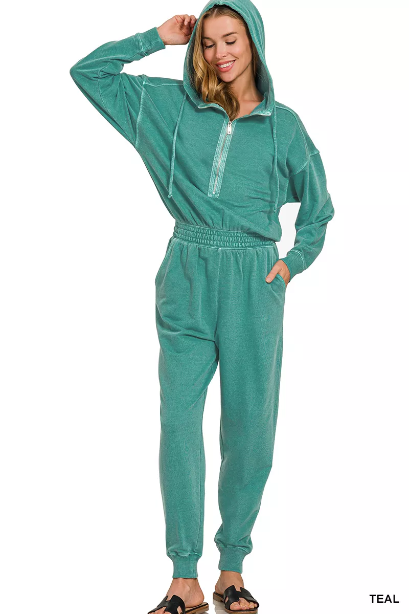 Enzyme Washed French Terry Jumpsuit