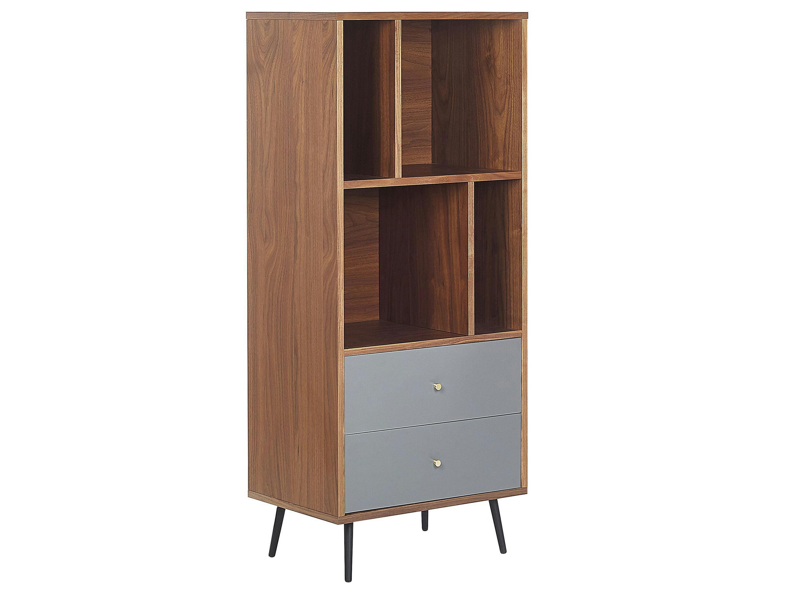 RICHMOND - Bibliothèque 4 niveaux gris et bois foncé