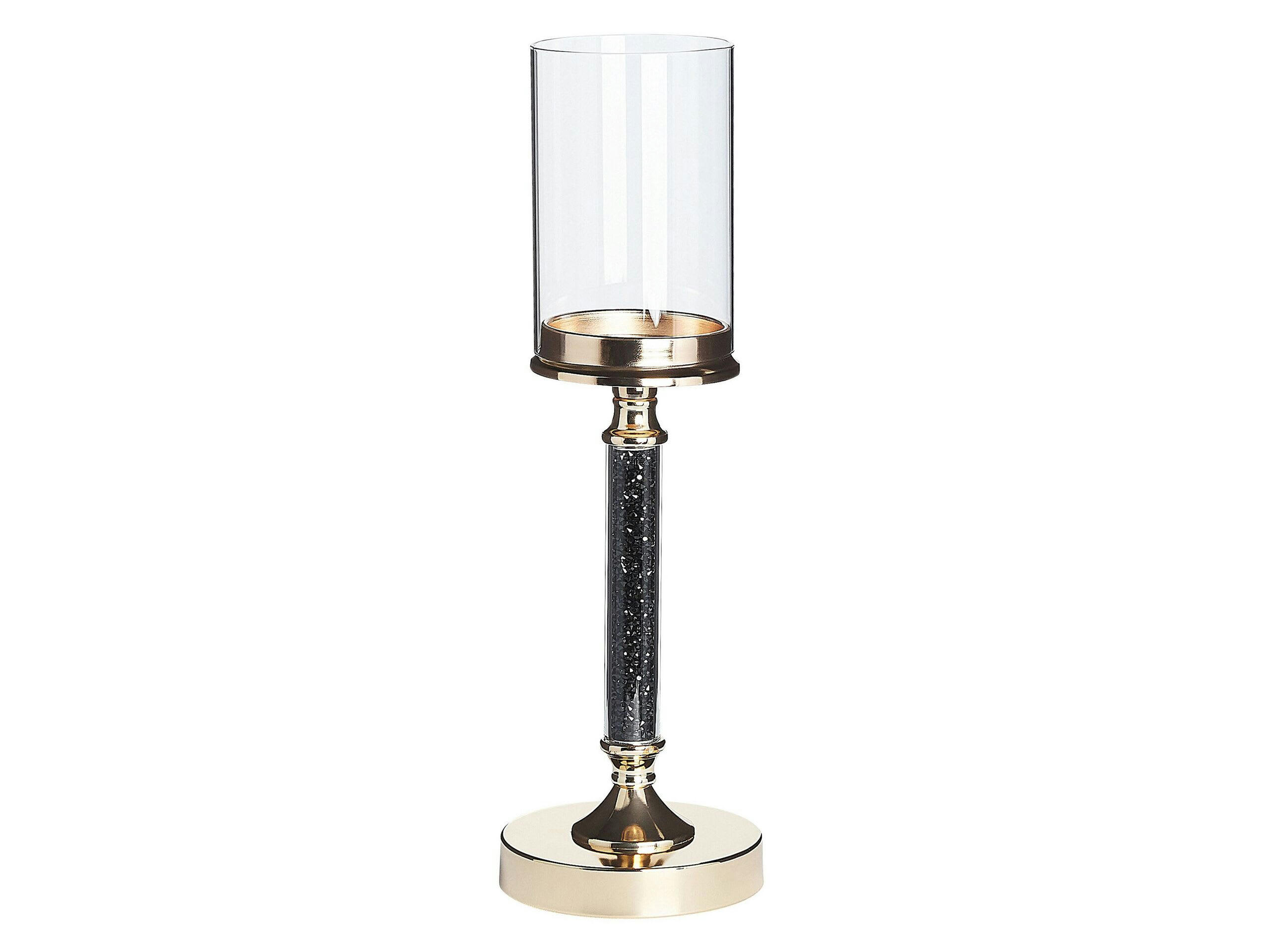 ABBEVILLE - Bougeoir à pied doré et noir 41 cm