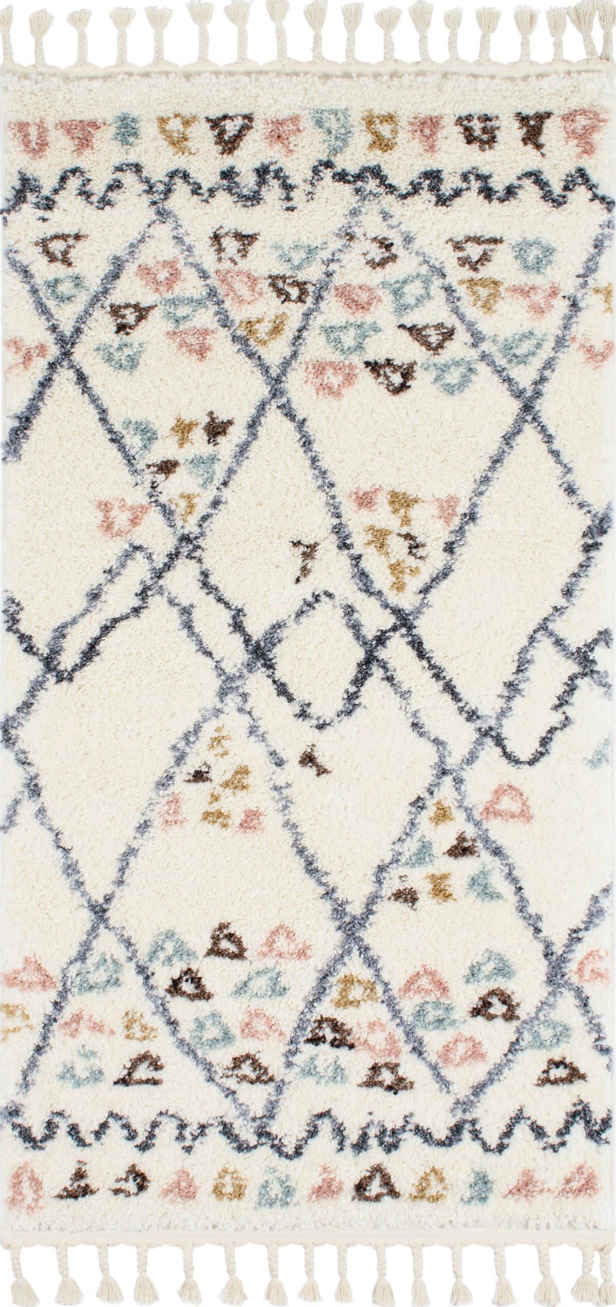 DELYA - Tapis de couloir ethnique crème  80x150 style  berbere