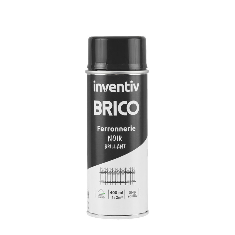 Peinture pour ferronnerie Brico noir brillant 0,4 L INVENTIV