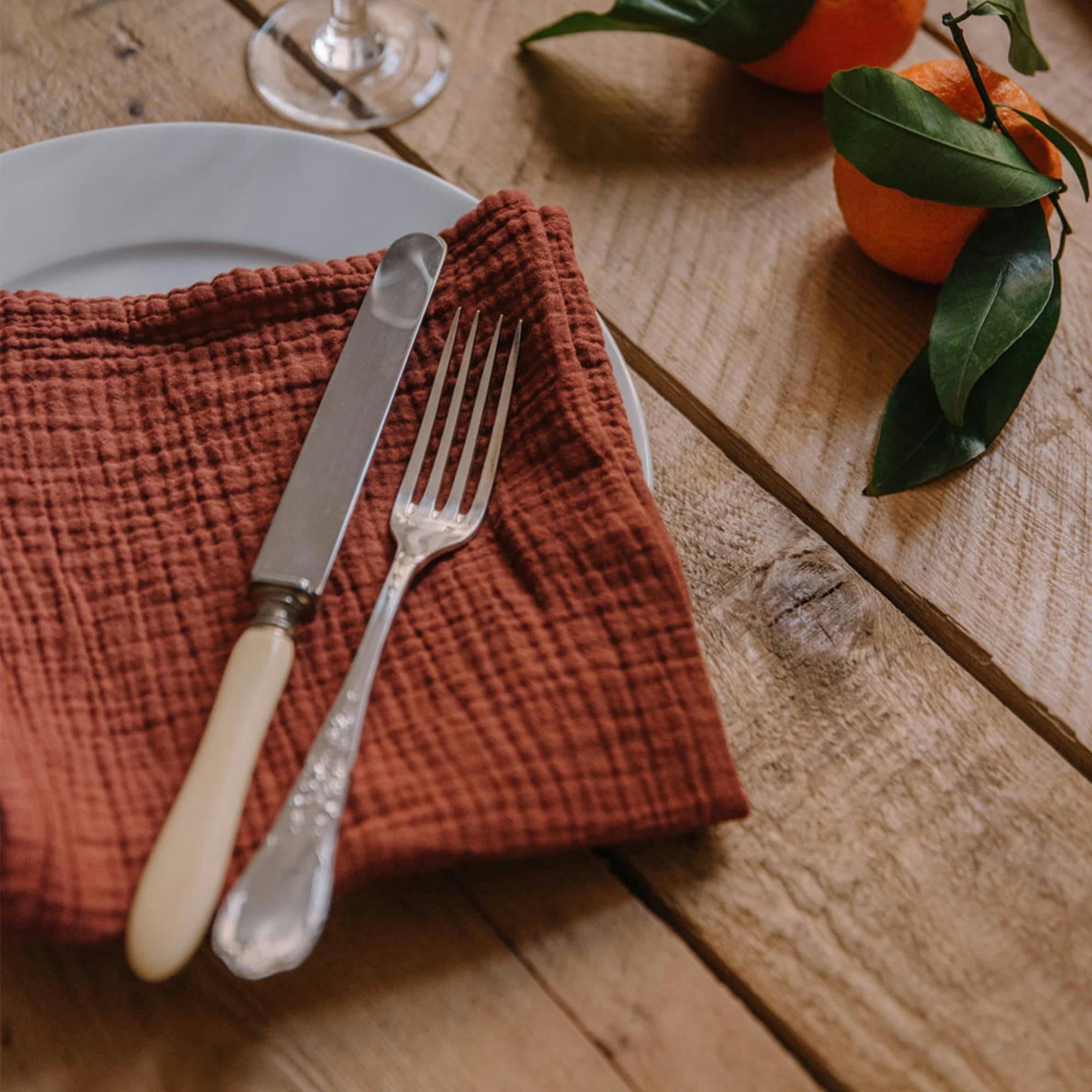 - Serviettes de table (lot de 2) en double gaze de coton rouille