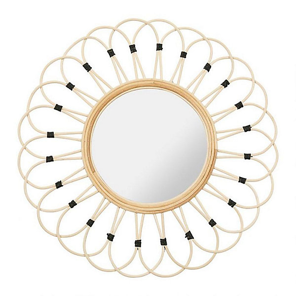 Miroir rond rotin Marguerite naturel D50