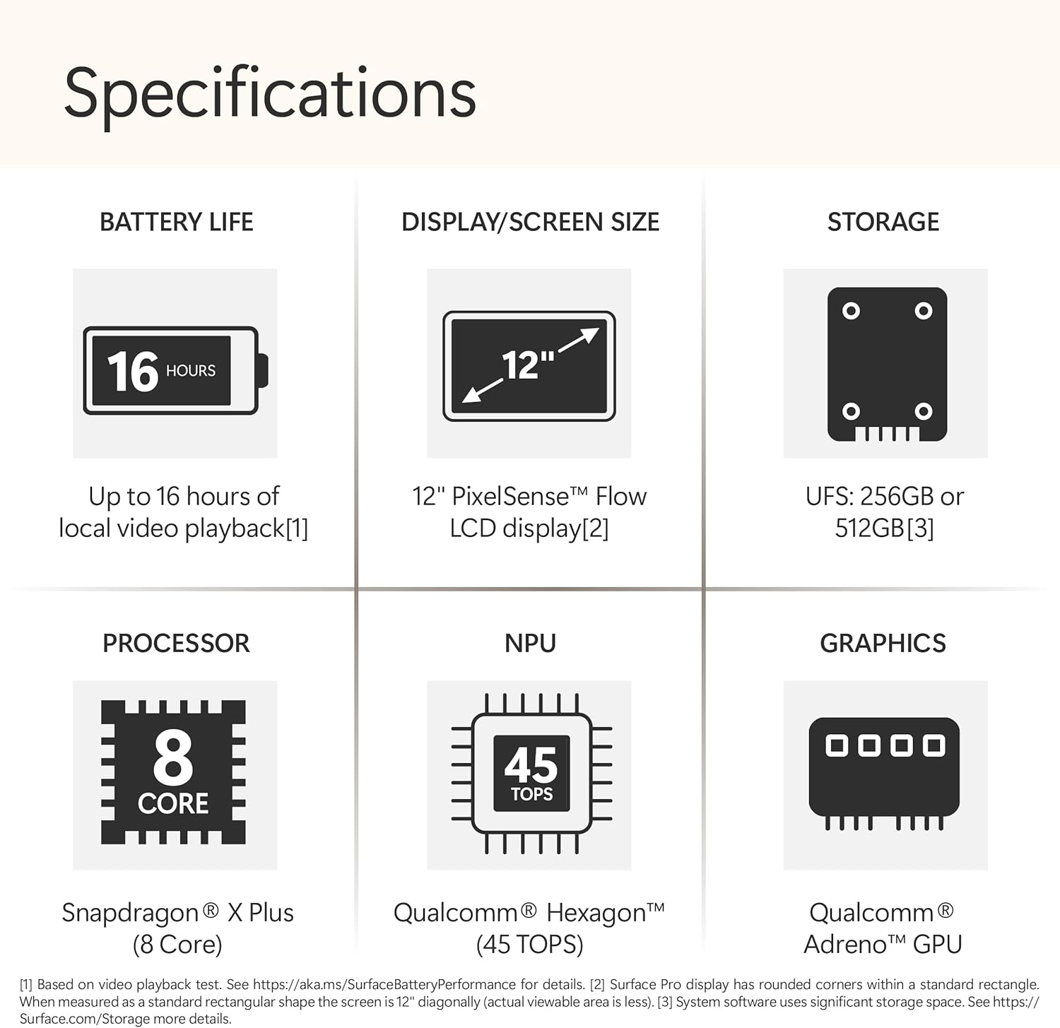 Microsoft Surface Pro 2-in-1 Laptop/Tablet (2025)  Windows 11 Copilot+ PC  12 Touchscreen Display  Snapdragon X Plus (8 Core)  16GB RAM  256GB Storage  Platinum