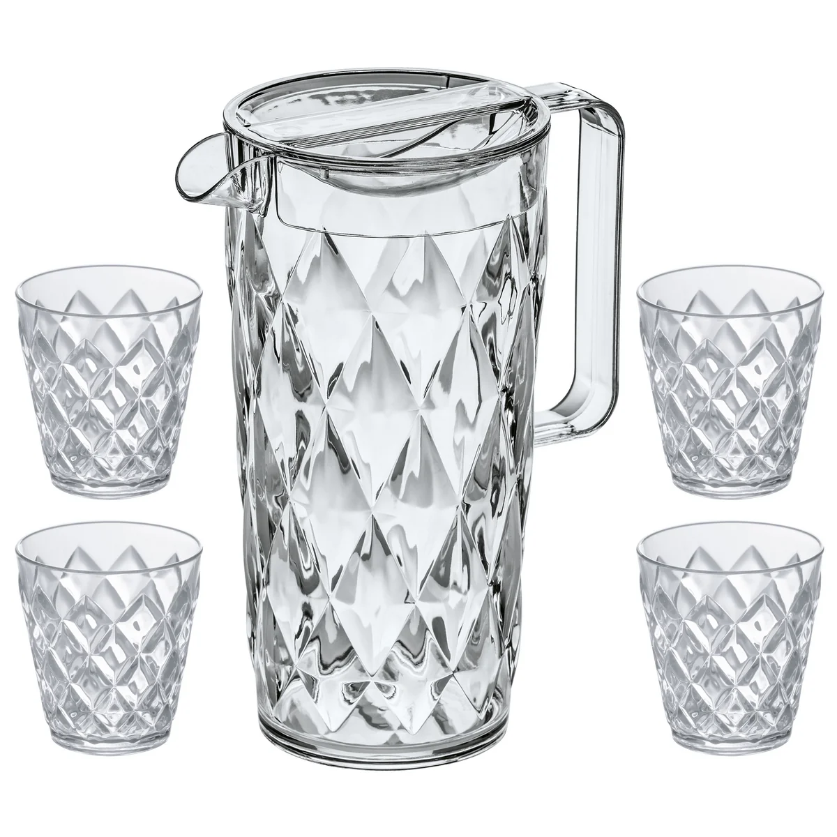 Koziol - Crystal Kanne 1.6 l mit 4 Becher, crystal clear