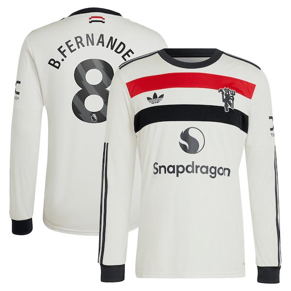 Bruno Fernandes Manchester United adidas Originals  2024/25 Third Replica Long Sleeve Jersey - Cream