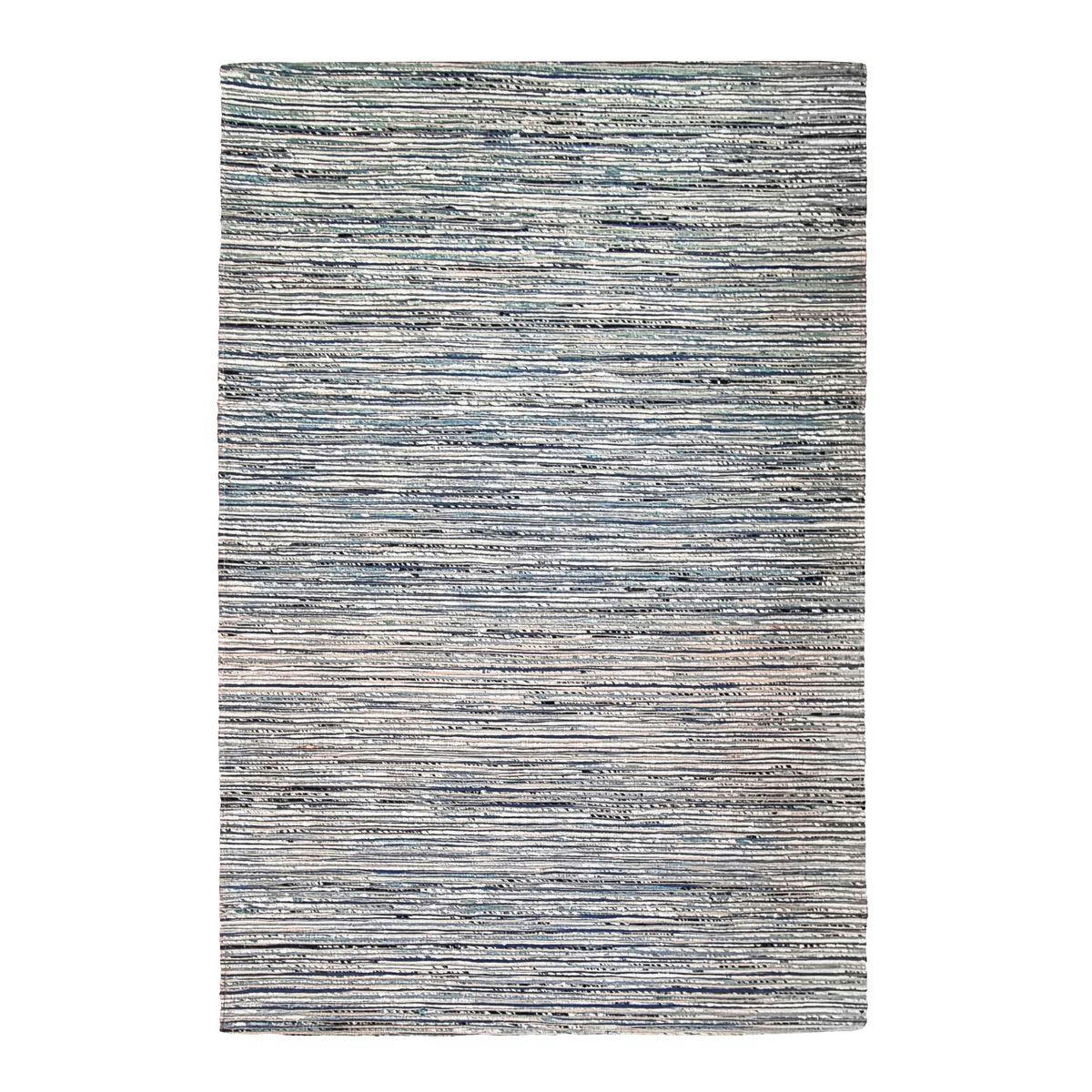 EFFLUVE - Tapis tressé fausse soie, chanvre, laine gris clair 120x180