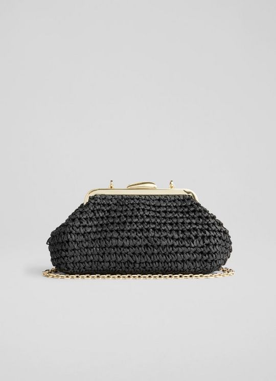 Alexa Black Paper Frame Clutch Bag