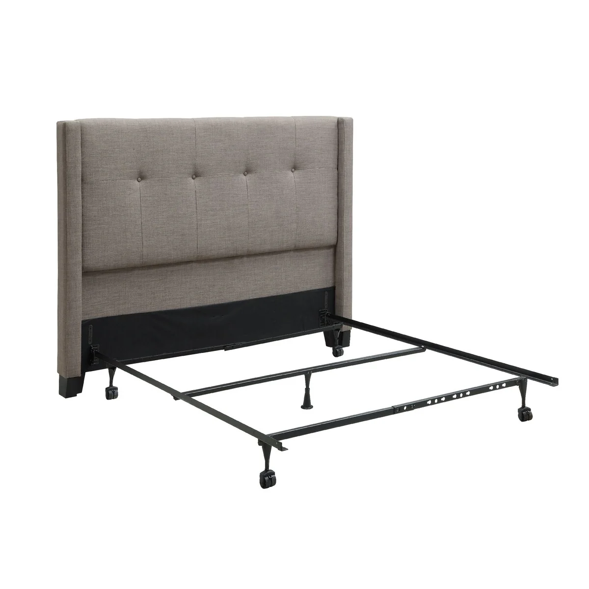 Adams California King Size Headboard, Metal Legs, Tufted Linen, Grey