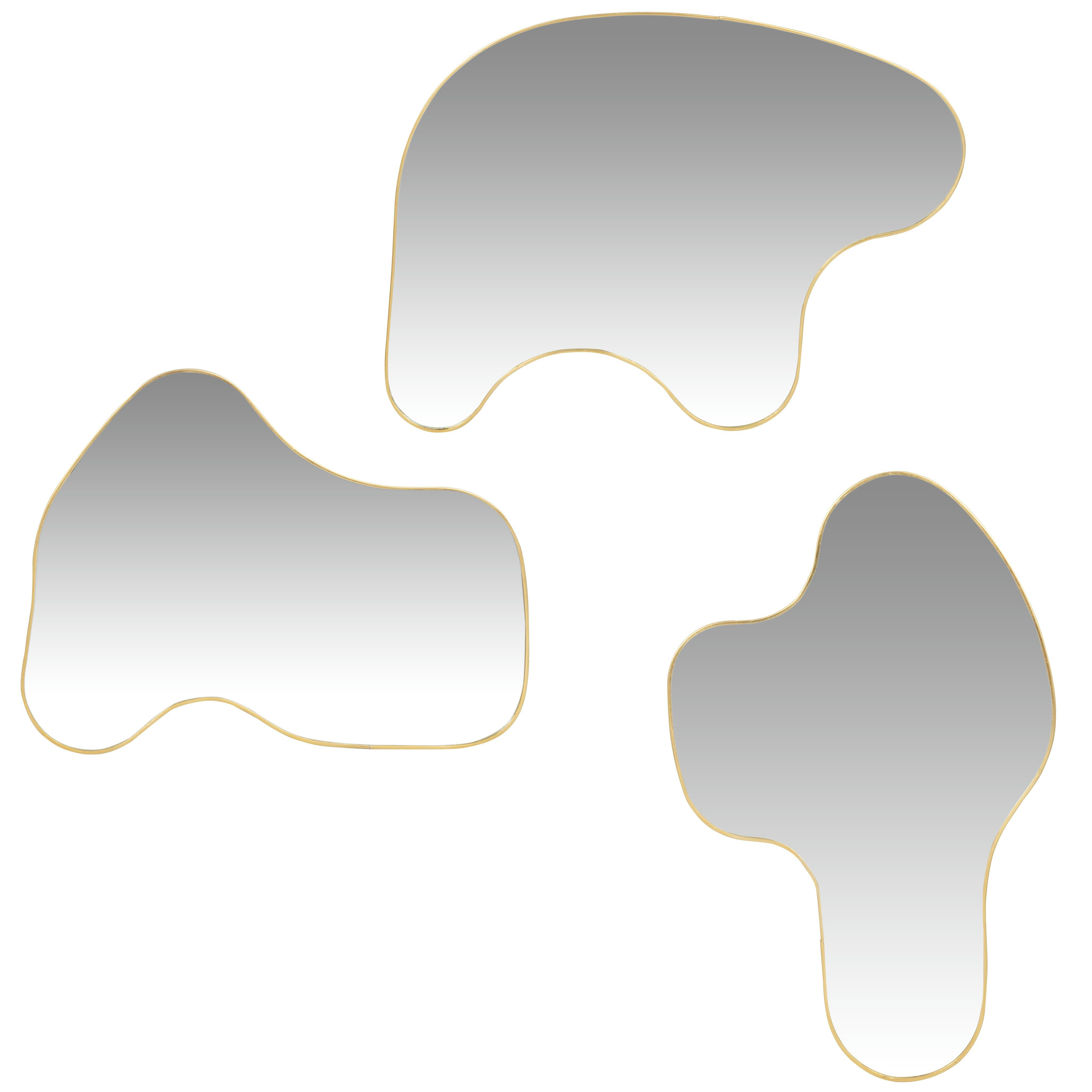DIANA - Déco murales miroirs ondulés en métal doré (x3) 28x21