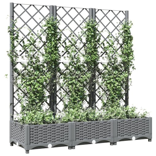 NNEVL Garden Planter with Trellis Light Grey 120x40x121.5 cm PP