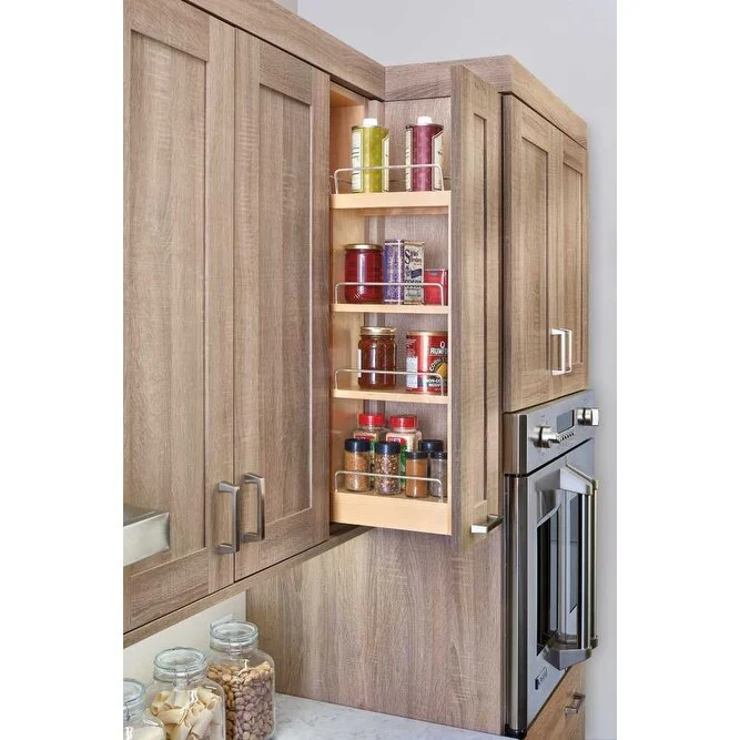 Rev-A-Shelf 8 in Wood Pull Out Wall Organizer w/Soft Close
