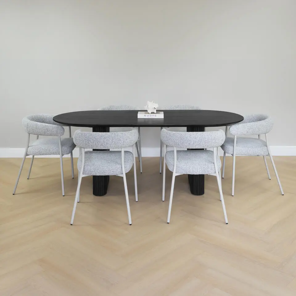 Lewis & Loft Eettafel Lynn - FSC? mangohout - Ovaal - 200x90cm - Zwart