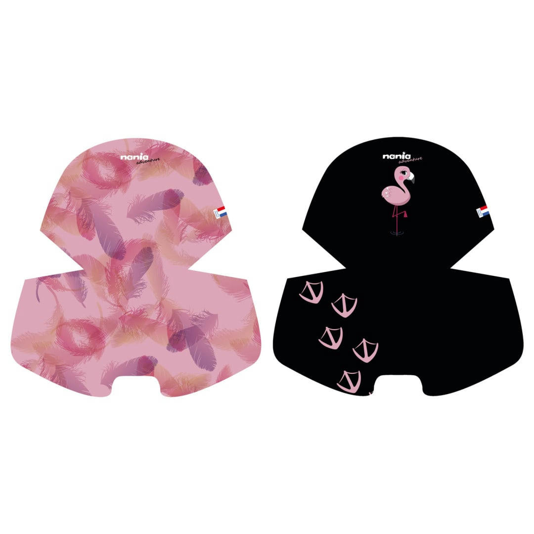 - Chaise haute blanche et hêtre coussin décor flamingo