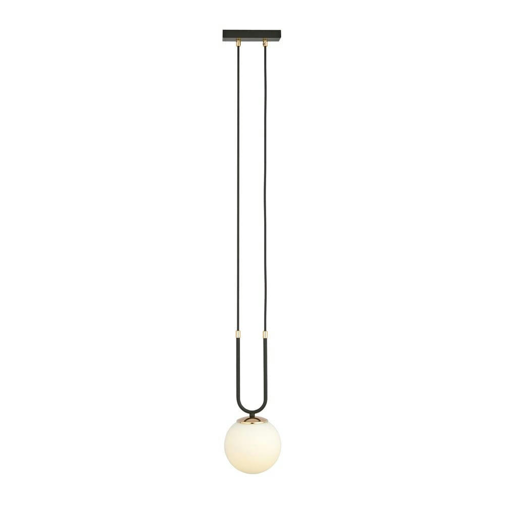 MEGAN - Suspension originale noire et dorée avec sphère en verre