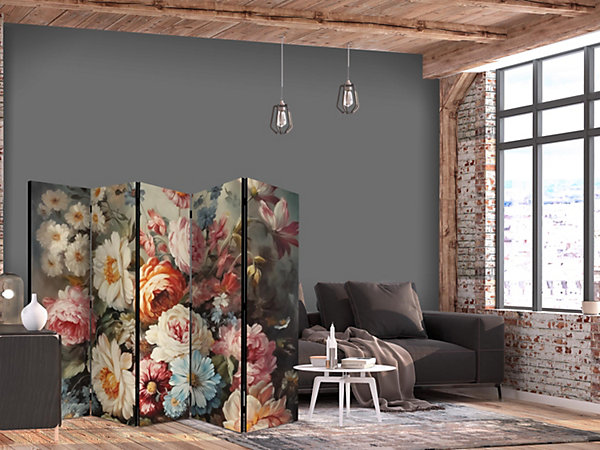 Paravent -Belles Fleurs de Jardin aux Couleurs Pastel