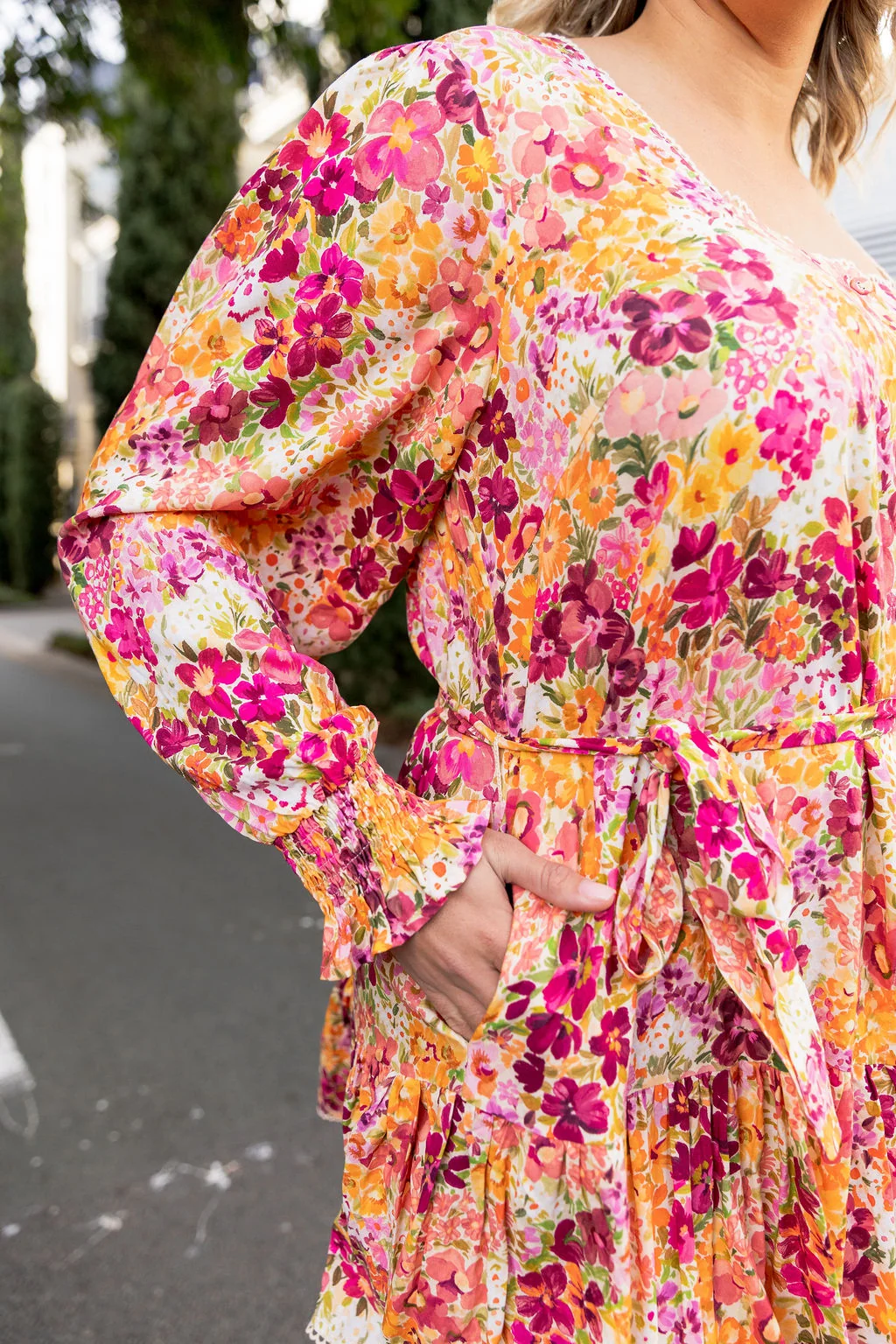 Long Sleeve Gia Dress in Giardino Fall