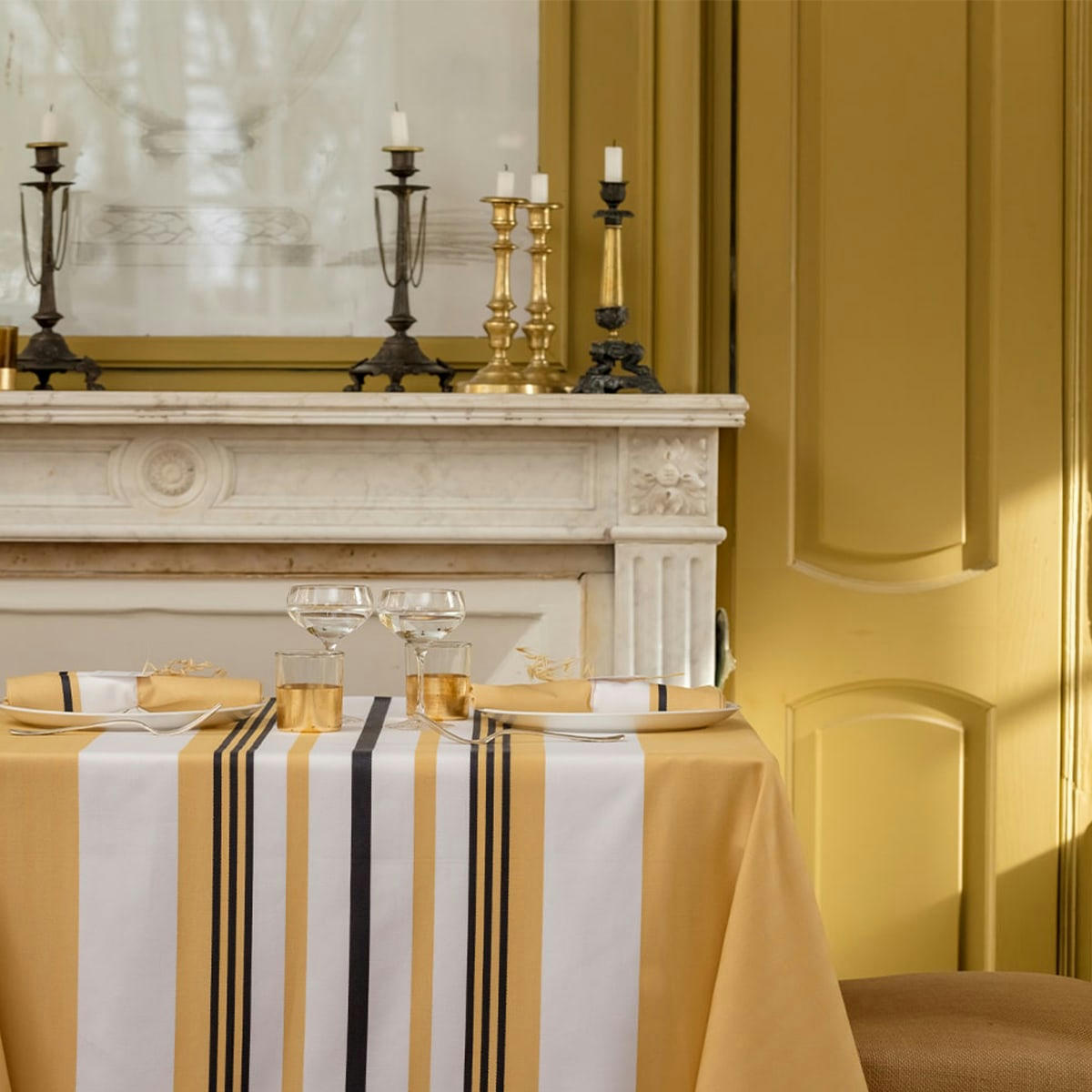 DONIBANE - Nappe coton Jaune 180x250 cm