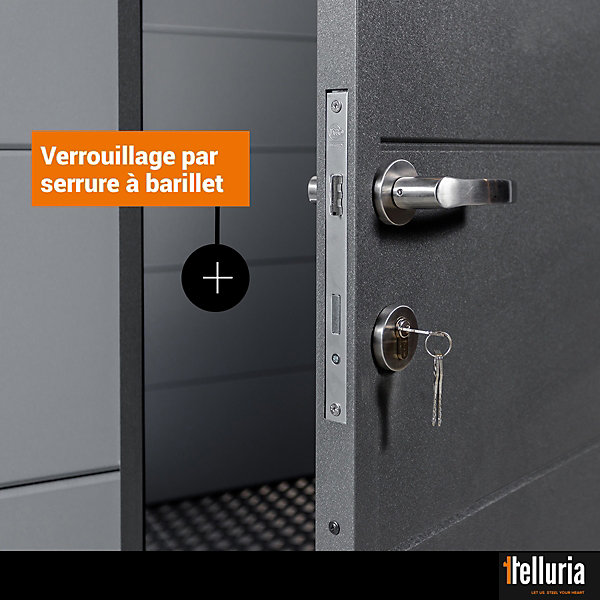 Abri métal Classico 5,7 m² anthracite auvent 6,8 m² small fermé - TELLURIA