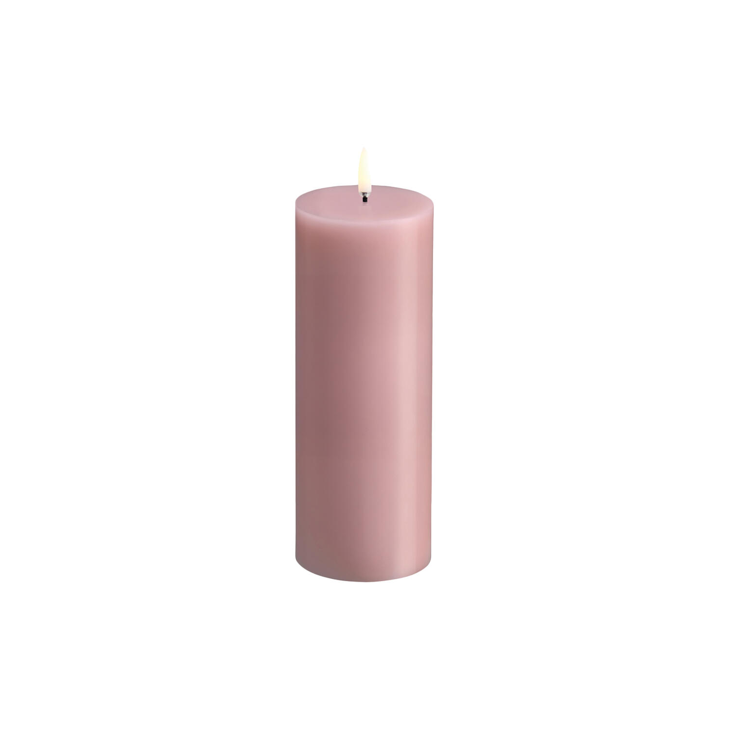 LED pillar candle smooth 20 cm, rose powder