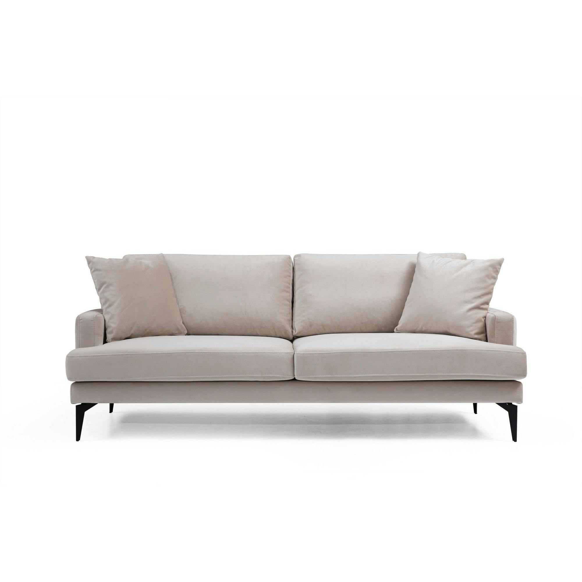 Canapé 2 places beige en tissu velours 175 cm SEATTLE