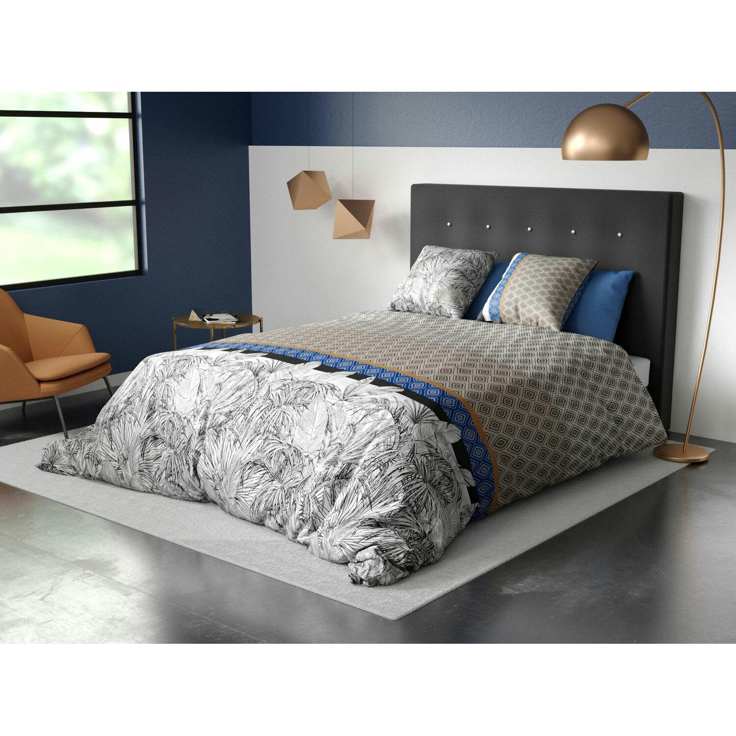 TOKI - Parure housse de couette coton gris 240x260 cm