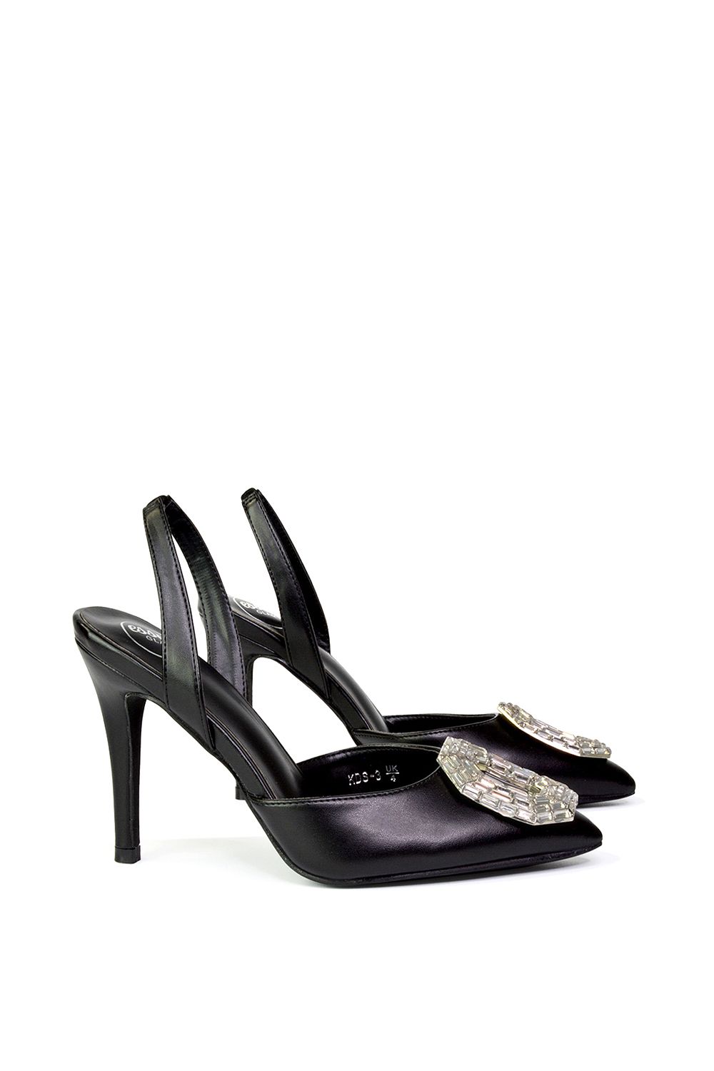 XY London Issy' Sling Back Strappy Pointed Toe Stiletto High Heel Court Shoes