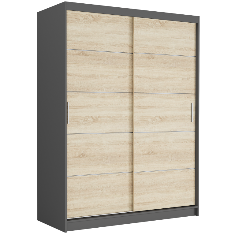 Szafa przesuwna 150 cm szprosy FRAMIRE Rivano IV antracyt sonoma