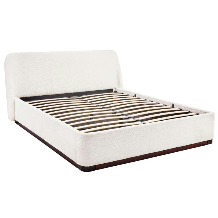 TRUDY - Lit coffre en tissu blanc 160x200