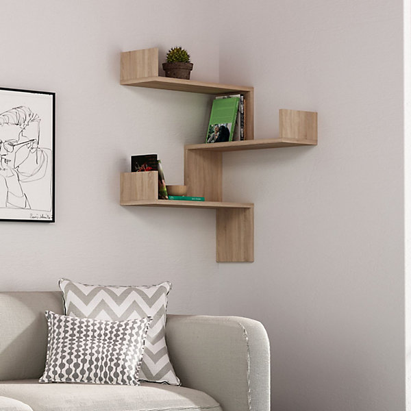 Etagère d'angle graphique en bois