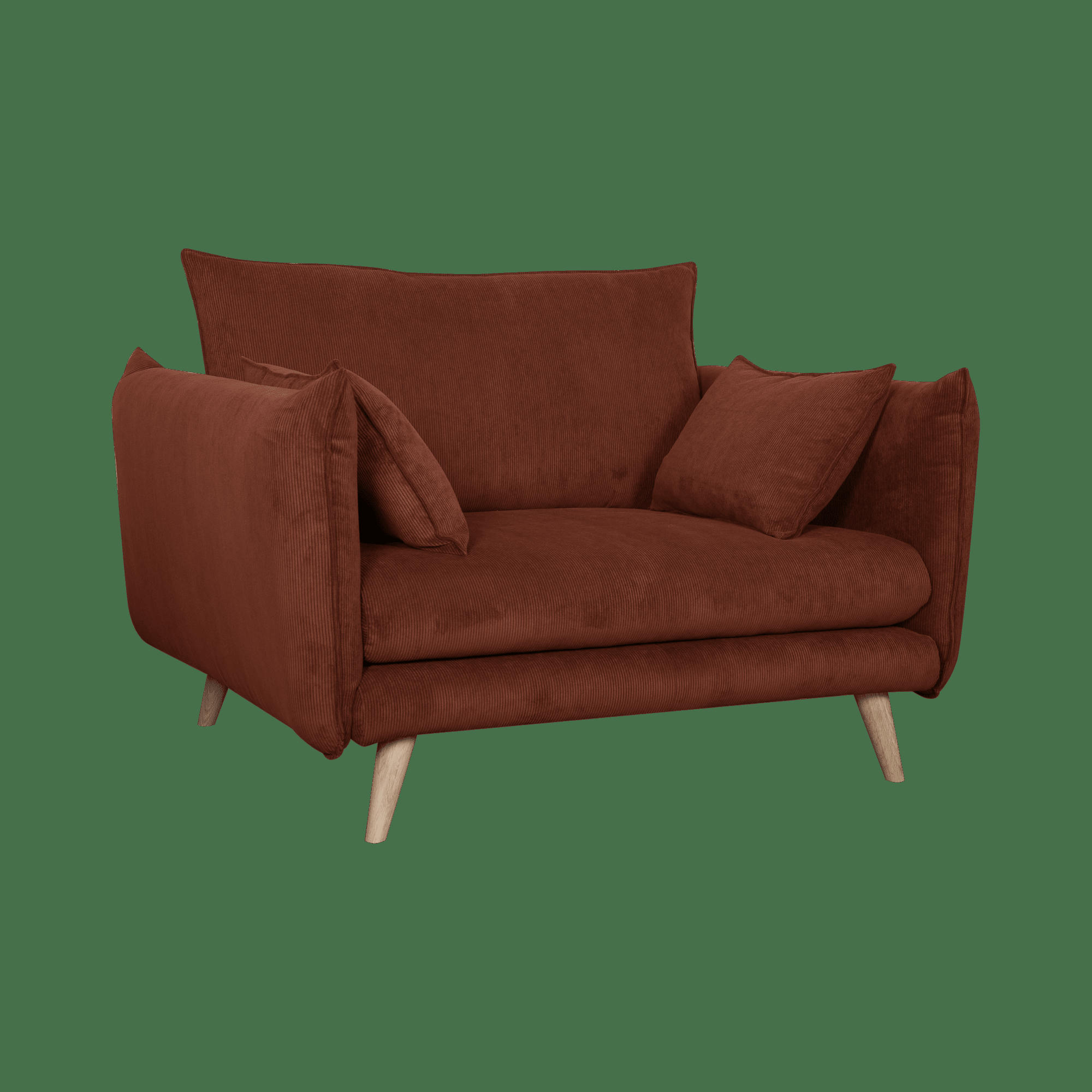 ORION - Fauteuil XXL tissu velours 1 place Acajou