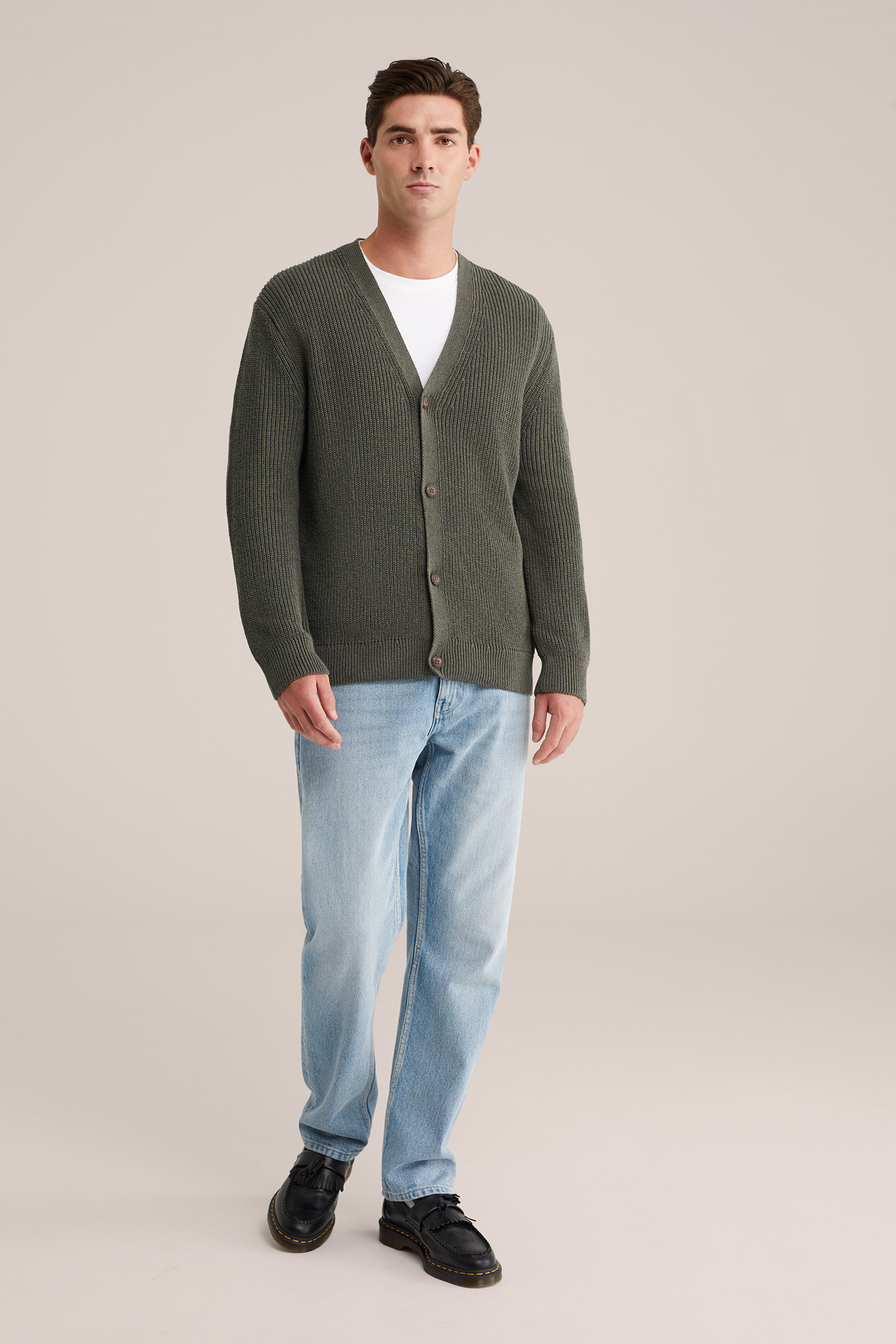 Heren regular fit fijngebreid vest