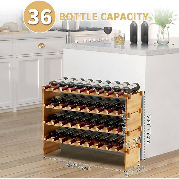 Meuble bar - HOERFURIY - Casier à bouteilles - 4 niveaux - 36 bouteilles - 84x26x54cm