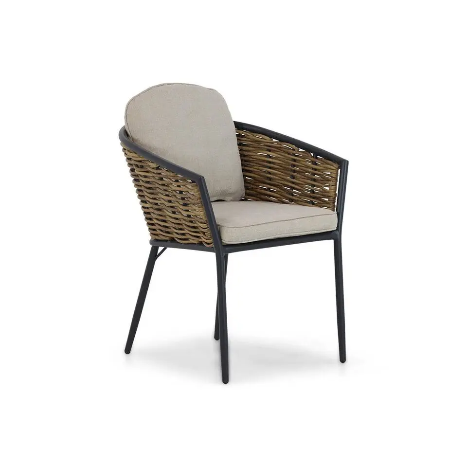 Tuinset Ronde tuintafels 6 personen 150 cm Aluminium/wicker Grijs Lifestyle