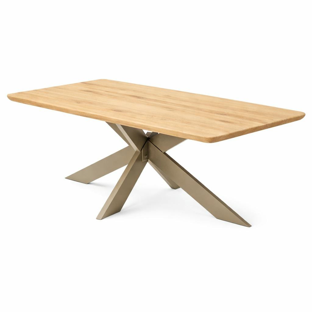 Table extensible chêne huilé bords biseautés pied grège fin 240 cm PALERME