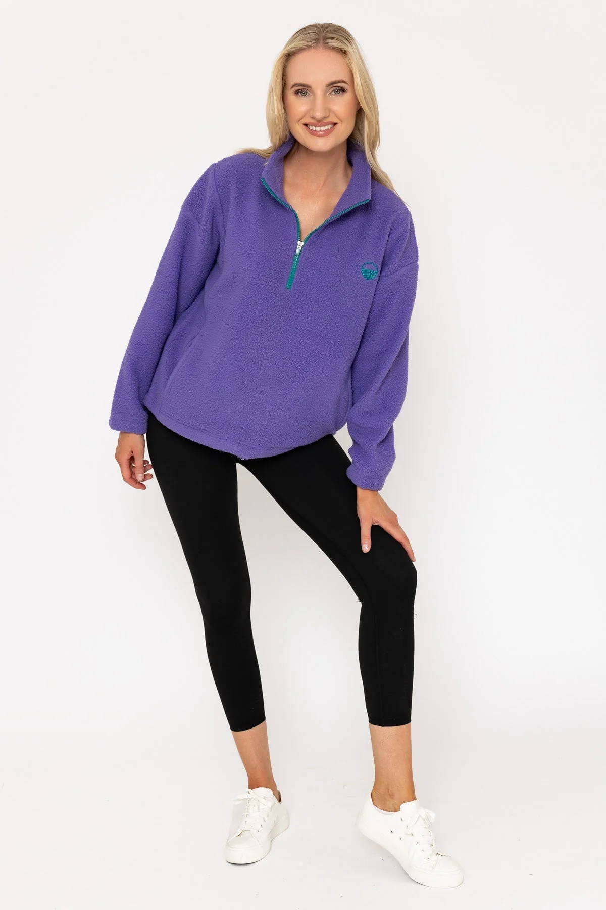 Purple Teddy Fleece With Contrast Zip