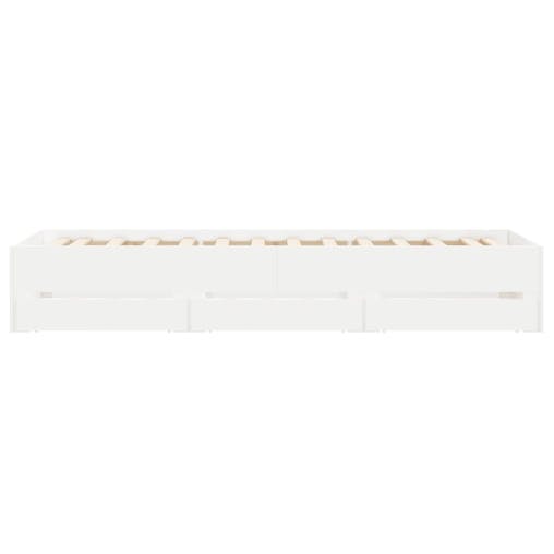 NNEVL Bed Frame with Drawers White 90x190 cm Engineered Wood