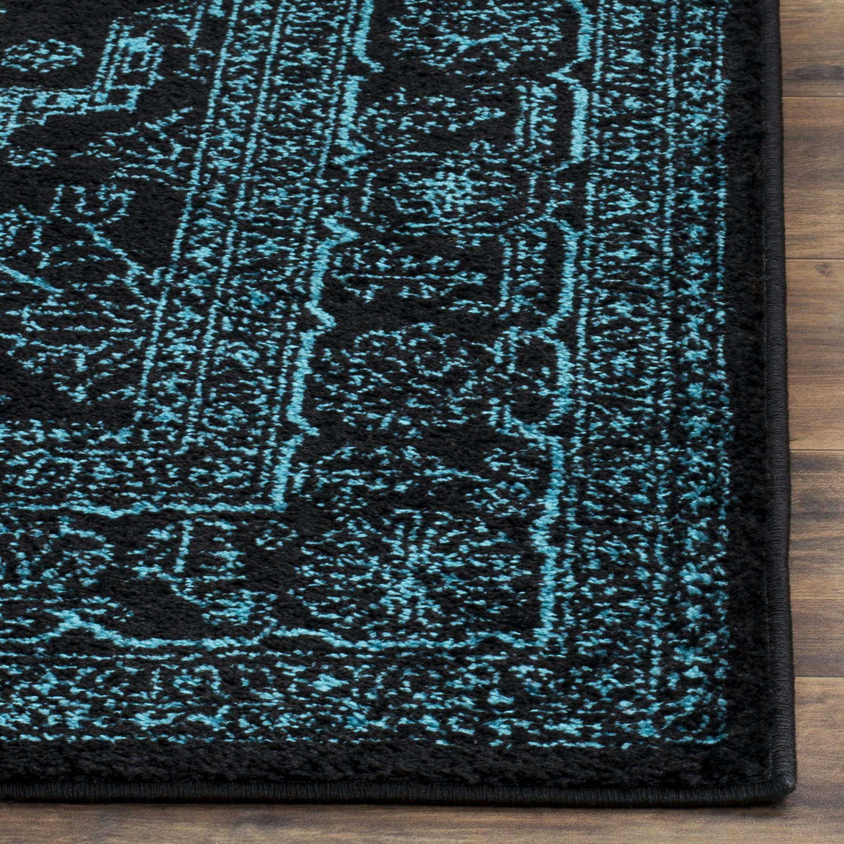 ADIRONDACK - Tapis de salon interieur en noir & bleu canard, 183 x 274 cm