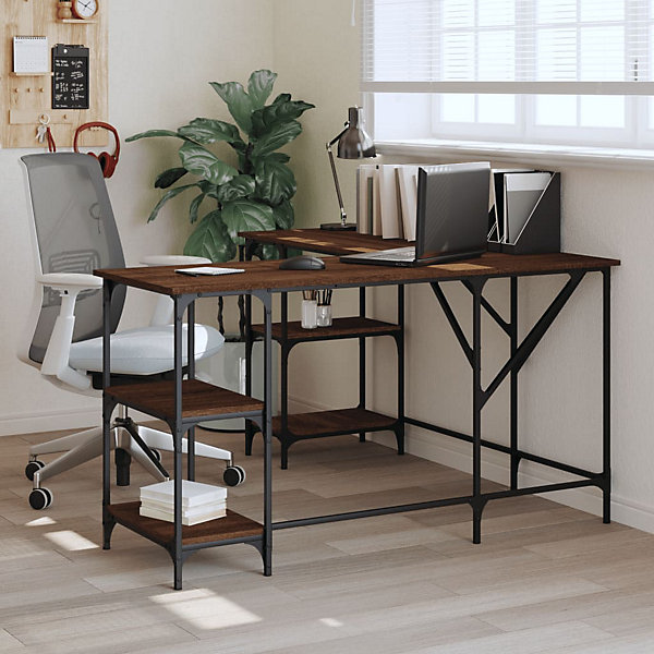 Bureau chêne marron 139x139x75 cm bois d'ingénierie vidaXL