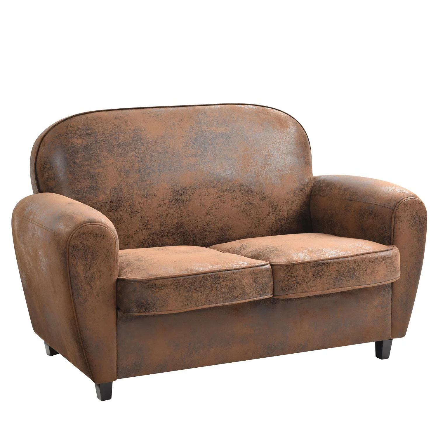 Sofa klubowa Vintage skóra ekologiczna brązowa