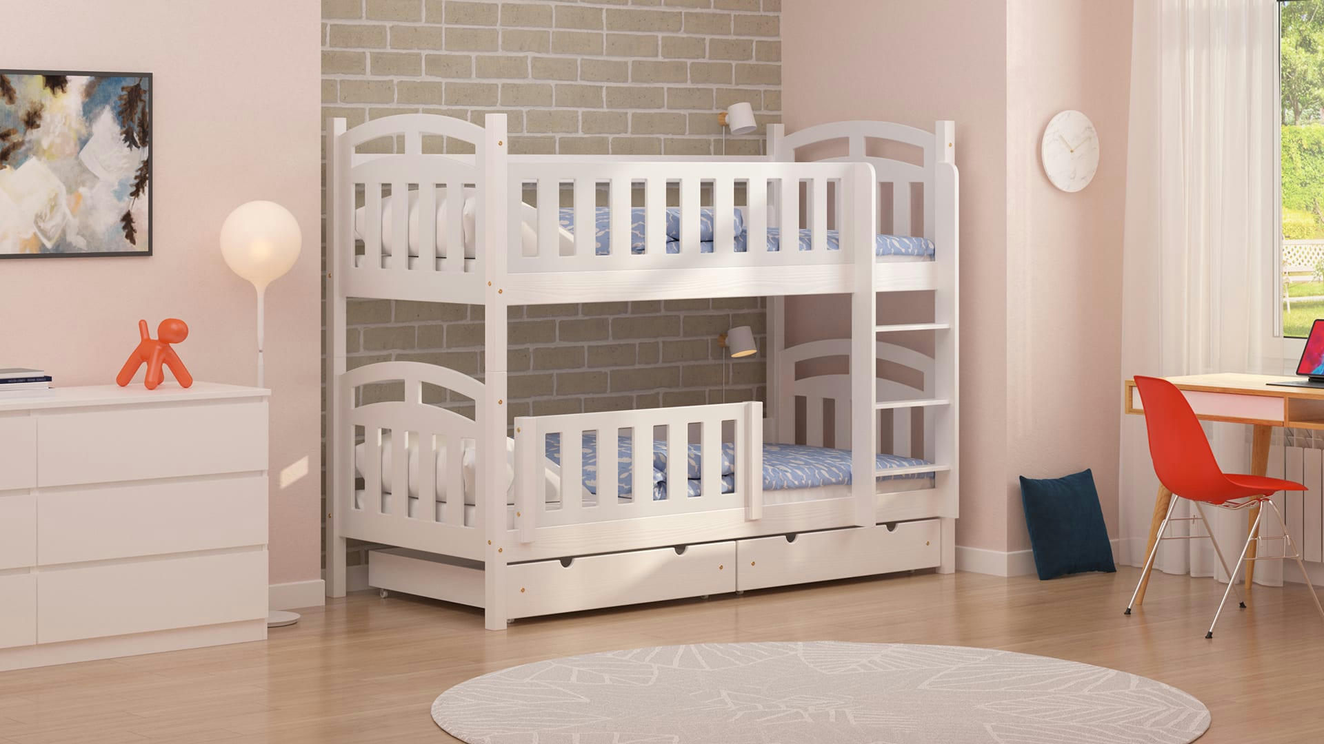 - Lit superposé en pin massif&MDF 190x90 blanc