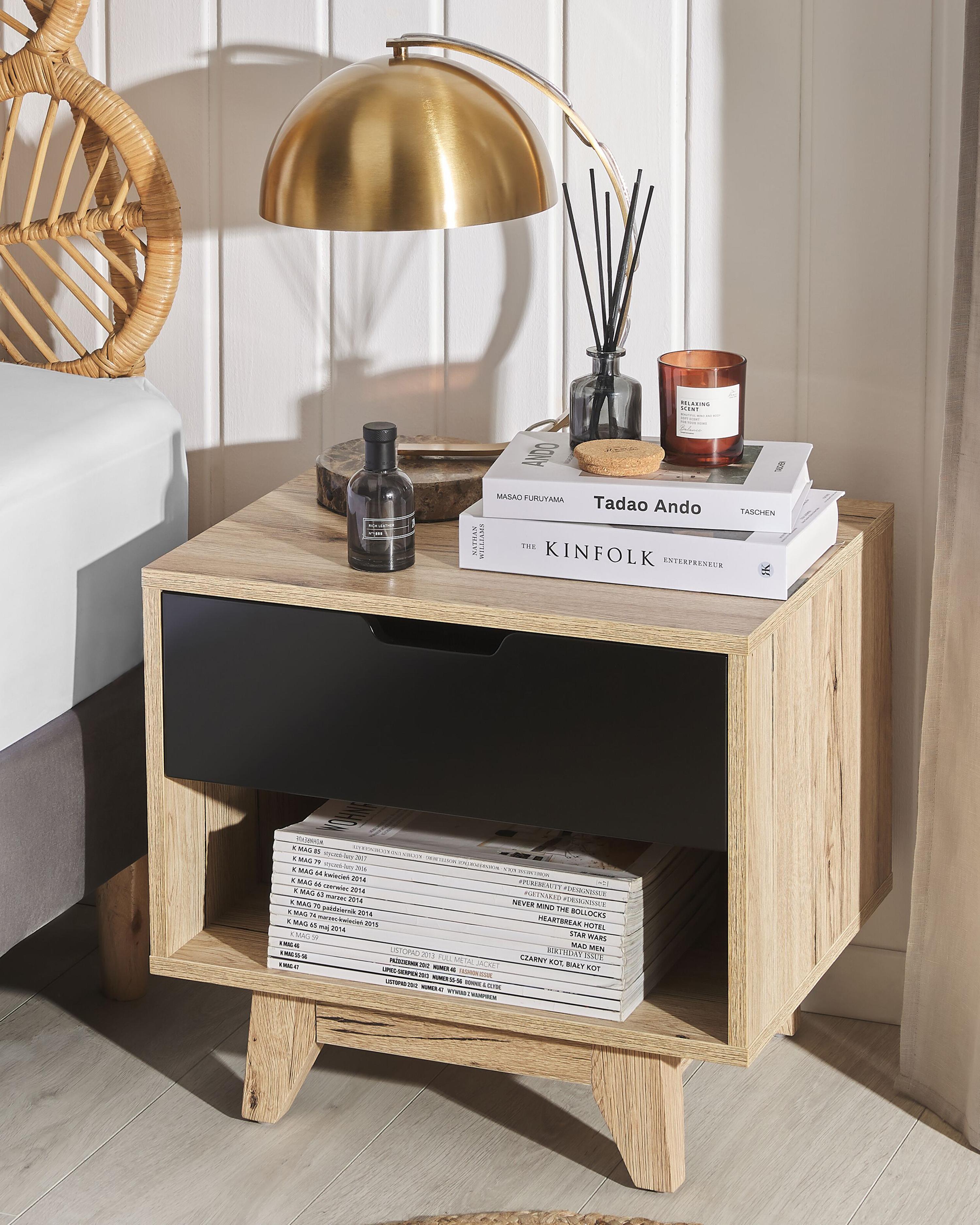 1 Drawer Bedside Table SPENCER Black
