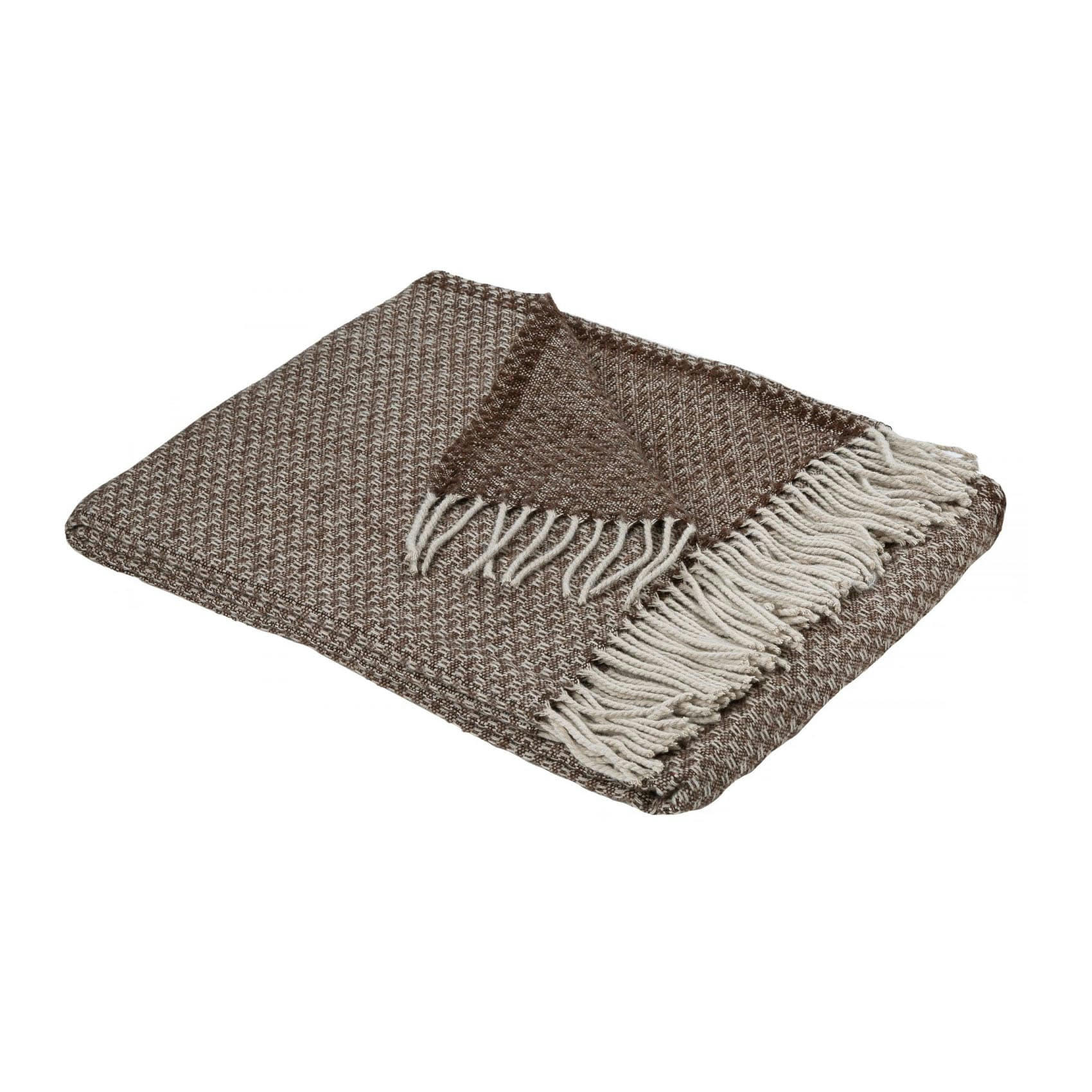 - Plaid en mélange de matière laine tabac 130x170 cm